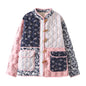 Style Vintage Floral Patchwork Long Sleeve Coats