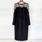 Fashion Stitching Mesh Beads Rhinestones Mid-length Dresses