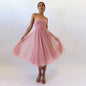 Women's Mesh Fishbone Tube Dress Waist A- Dresses