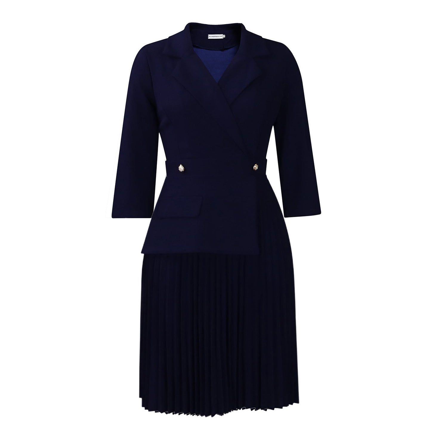 Women's Fashion Elegant Collar Solid Color Pleated Dresses