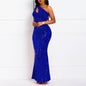 Fashion Sequin One Shoulder Solid Color Backless Fishtail Dresses