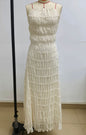 Women's Backless Pleated Stripe Fabric Special Dress Breathable Lace Up Dresses