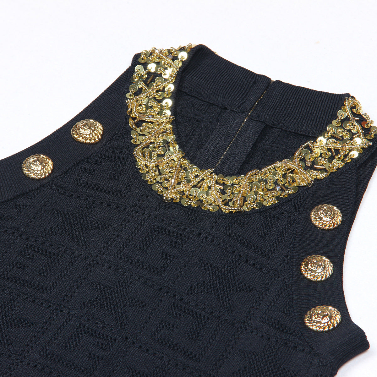 Summer Sleeveless Beaded Mid-length Knitted Dress Dresses