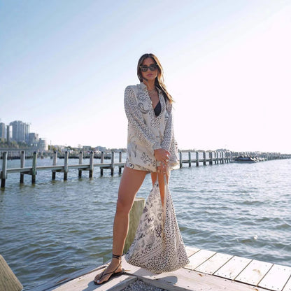 Women's Summer Long Sleeve Shirt Loose Printed Suits