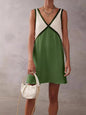 Women's Summer Loose-fitting Sleeveless Shirt Color Matching Dresses