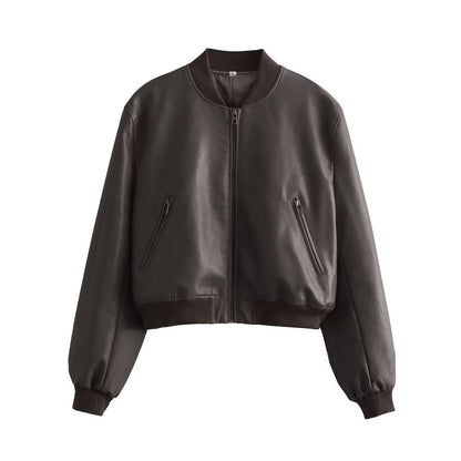 Women's Street Slim Autumn Stand Collar Motorcycle Jackets