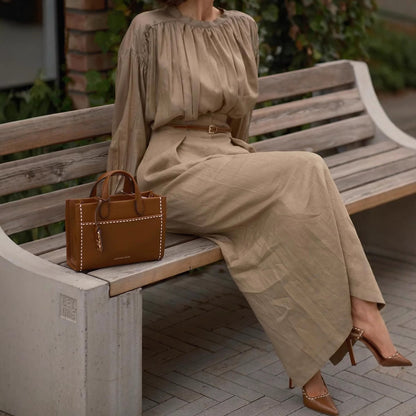 Women's French Style Long Sleeve Solid Color Suits