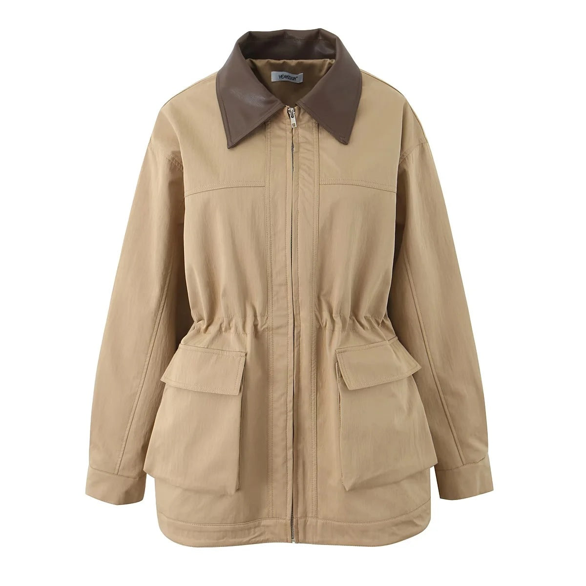 Women's Loose Waist Overalls Trench Mid-length Mechanical Coats