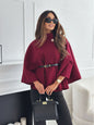Solid Color Waist Tight Strap Woolen Coats