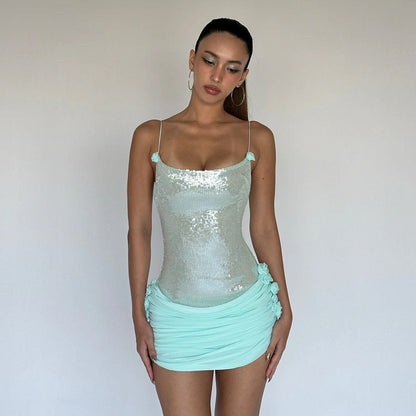 Women's Sexy Sequin Sling Dress Elegant Slim Dresses
