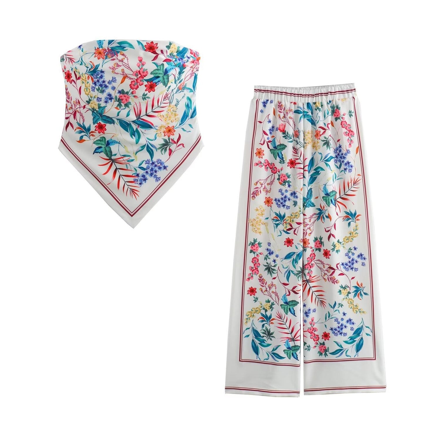 Women's Summer Tube Sexy Printed Casual Straight Suits