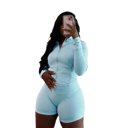 Women's Leisure Sexy Tight Long Sleeve Two-piece Suits