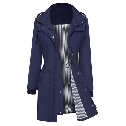 Women's Raincoat Waterproof Windbreaker Striped Mountaineering Outdoor Coats