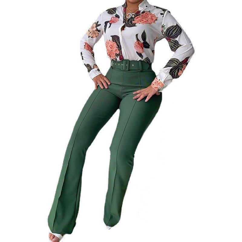 Women's Stand Collar Long Sleeve Shirt Wide Suits