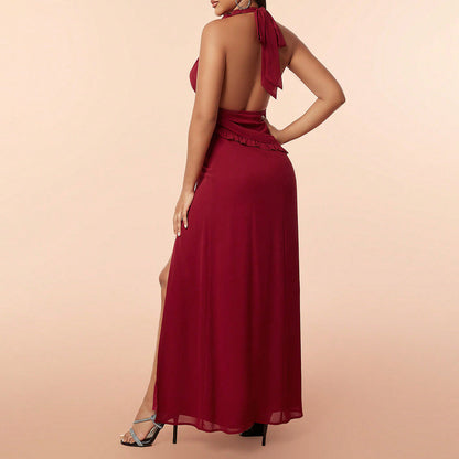 Temperament Dress Halter Sleeveless Long Backless Dresses