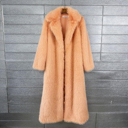 Women's Imitation Plush Furry Fur Extended Collar Coats