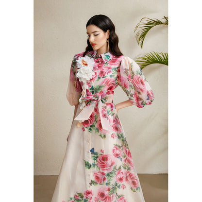 Style Temperament Dress Female Summer Three-dimensional Flower Lantern Dresses