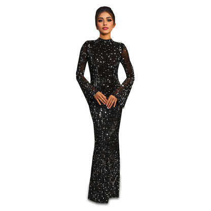 Women's Full Body Rhinestone Elegant Long Double Dresses