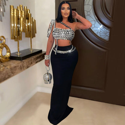 Women's Fashion Wear Sling Hot Drilling Dresses