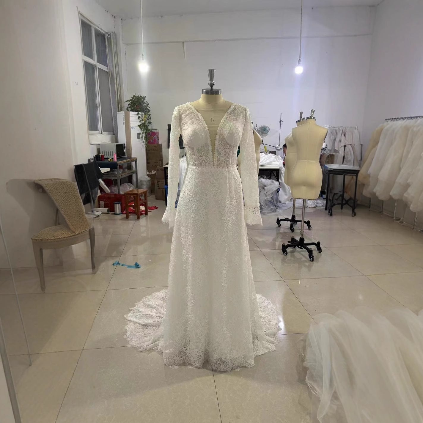 Women's Long Sleeve French Retro Light Dress Wedding Dresses