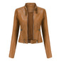 Women's Fashion Leather Stand Collar European Shorts