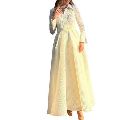 Chest Flower Beads Lace Yarn French Style Retro Long Wedding Dresses