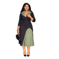 Elegant Commuter Lapel Waist Tight Elastic Pleated Dresses