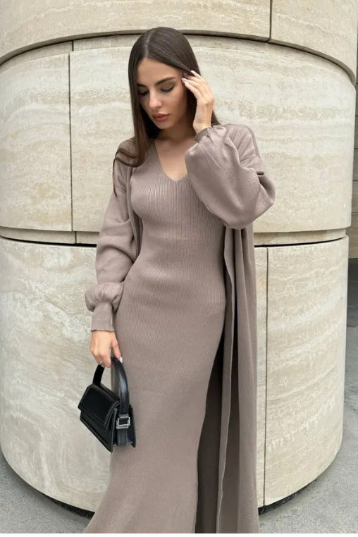 Women's Autumn Fashion Solid Color Long Dress Suits