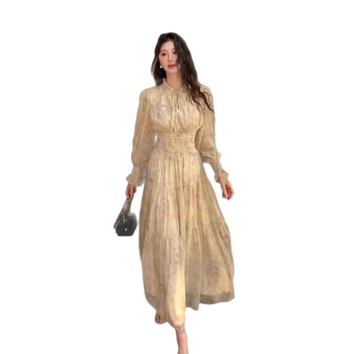 Women's Tea Break French Floral Mid-length Early Dresses