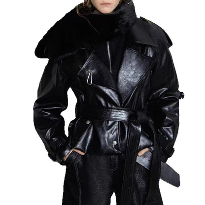 Temperament Solid Color Long Sleeve Belt Waist Trimming Coats