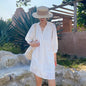 Women's White A- Line Texture French Style Vacation Dresses