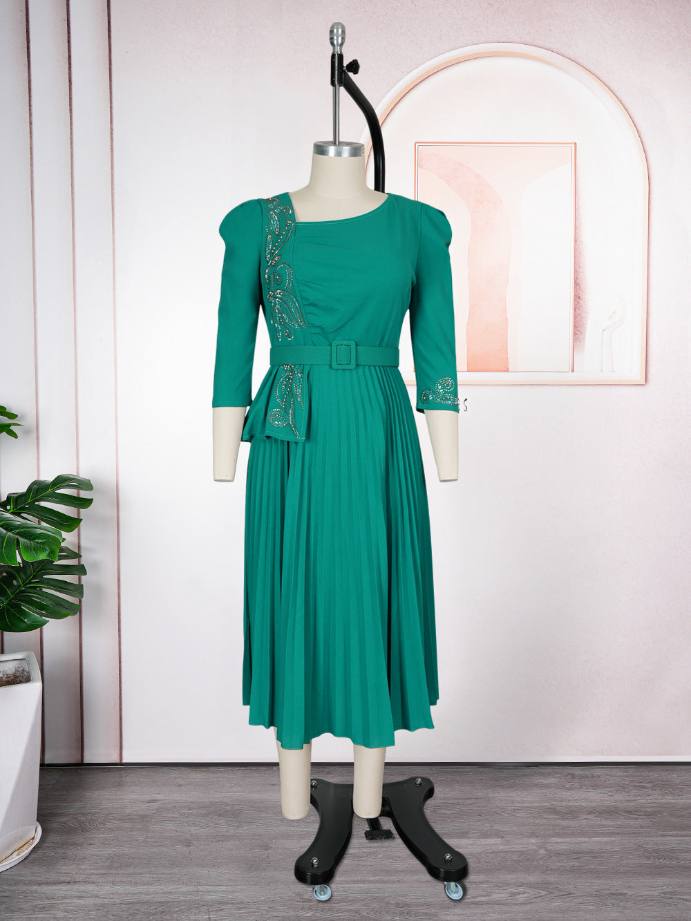 Women's Elegant Commuter Pleated African Wear Dress Dresses
