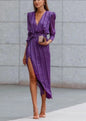Graceful Beautiful Purple Striped Waist Dress Dresses