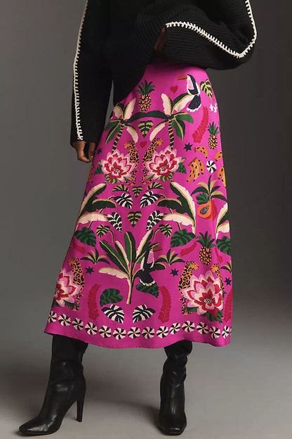 Women's Street Tropical Plant Vintage Print For Skirts