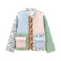 Women's Thickening Print Block Horn Button Printed Coats