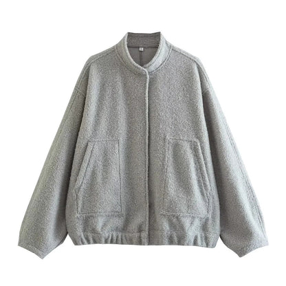 Women's Simple Versatile Stand Collar Zipper Casual Coats