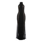 Spring Women Clothing Halter Backless Gauzy Stitching See through Sexy Slim Dress
