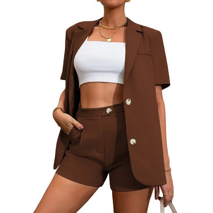 Women's Summer Fashion Temperament Pure Color High Suits