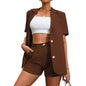 Women's Summer Fashion Temperament Pure Color High Suits