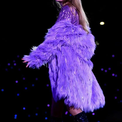 Imitation Fur Female Purple Warm Plush Coats