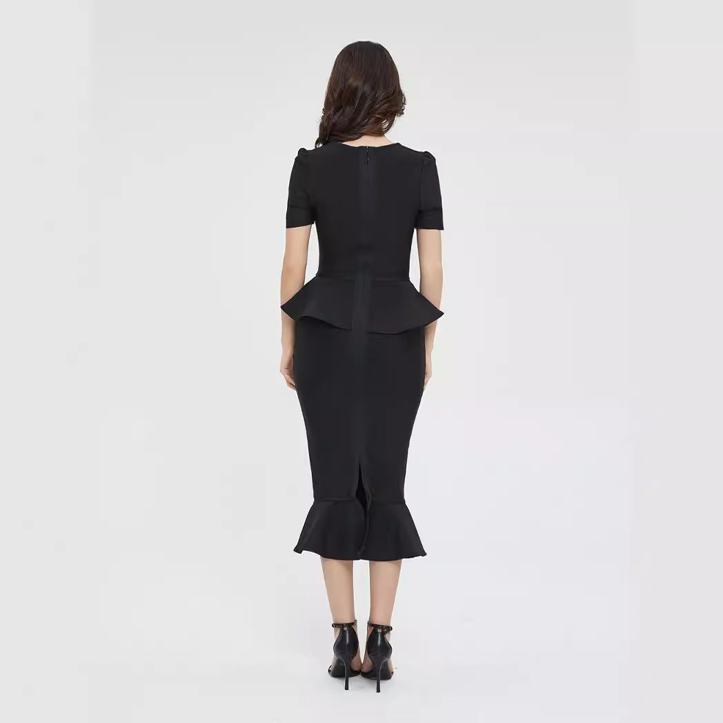 Women's Elegant Sleeve Ruffles High Waist Dress Dresses