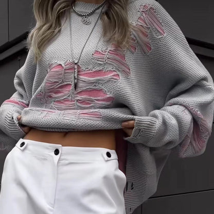 Women's Large Loose Autumn Long-sleeved Pullover Woolen Sweaters