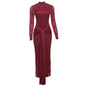 Women's Cutout Slim Round Neck Backless Long Dresses