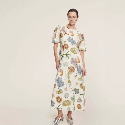 Lantern Sleeve Casual Fashion Round Neck Dresses