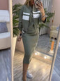 Women's Autumn Casual Zipper White Stripe Edge Suits