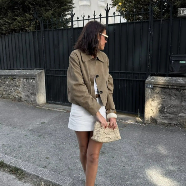 Women's Fashionable Old Money Style Suede Jackets