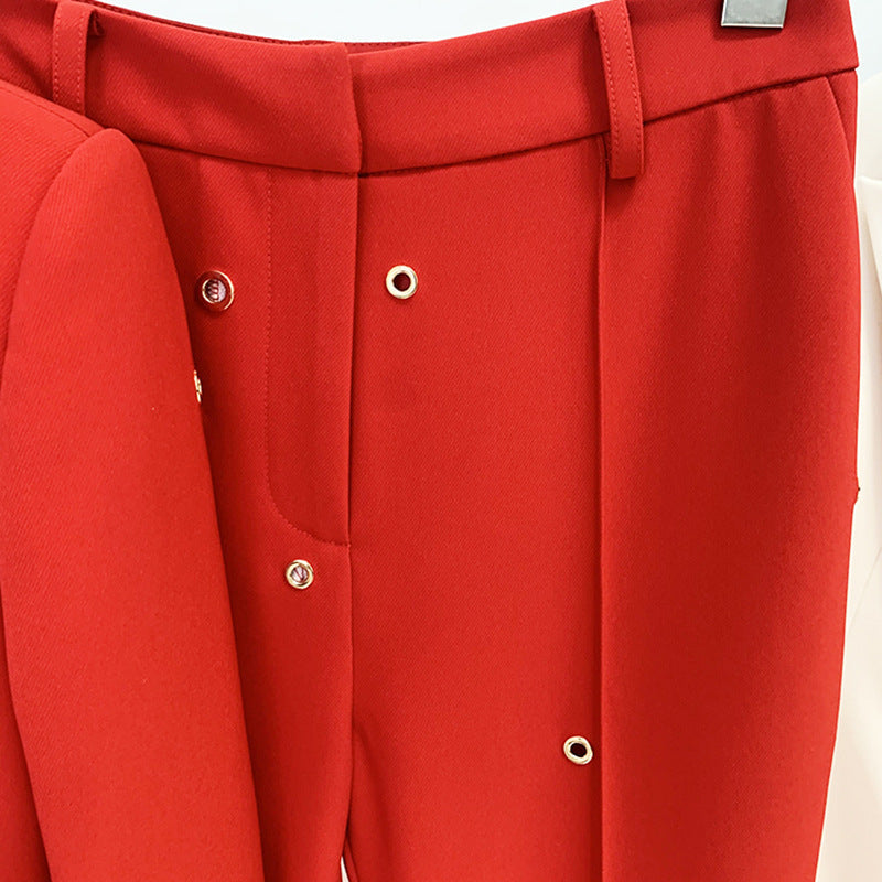 Fashion Metal Hole One Button Trousers Suits
