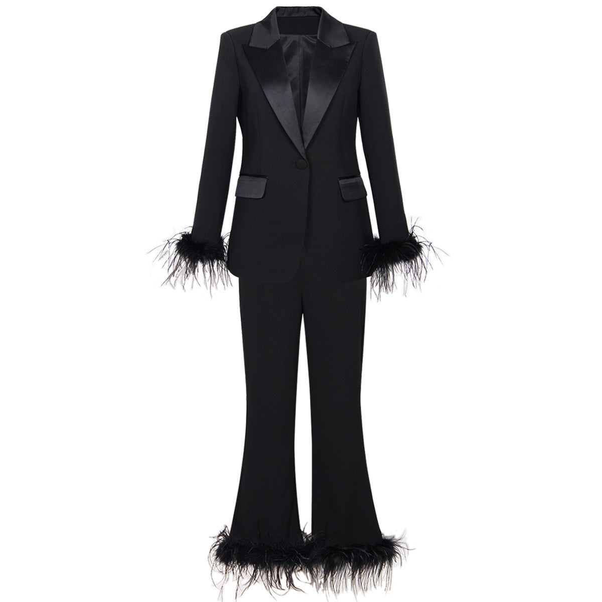 Women's Feather Stitching Two-piece Elegant Dress Style Suits