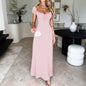 Women's Pure Color Tied Pleating Puff Sleeve Dresses