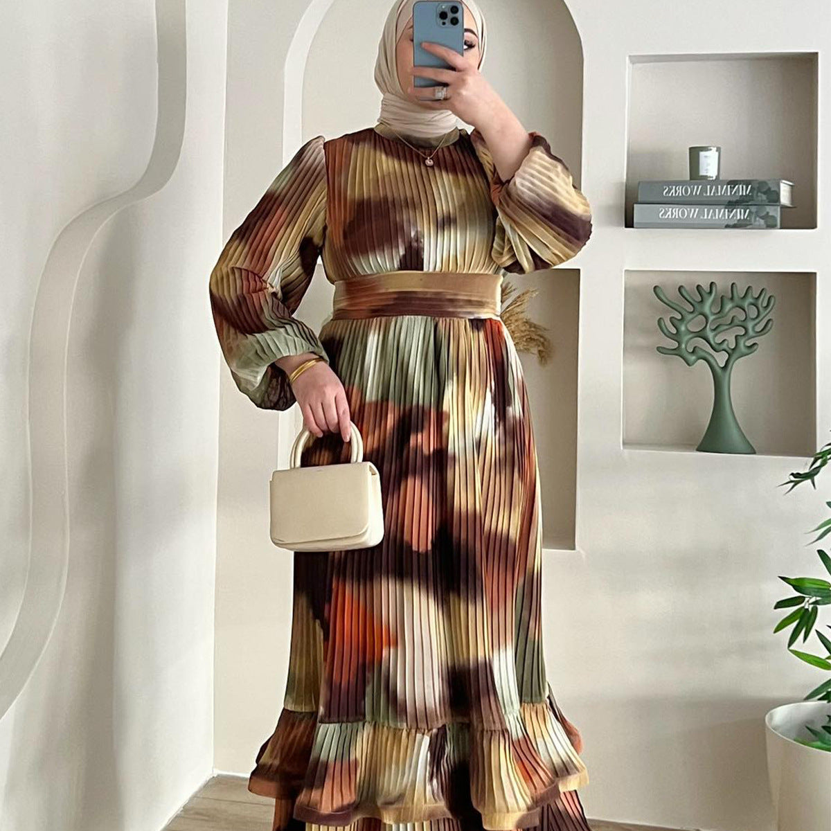 Women's Spring Stylish Temperament Long Sleeves Round Dresses